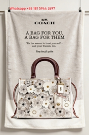 Coach Floral Applique Bag Pattern Flannel Throw Blanket for Sofa C159